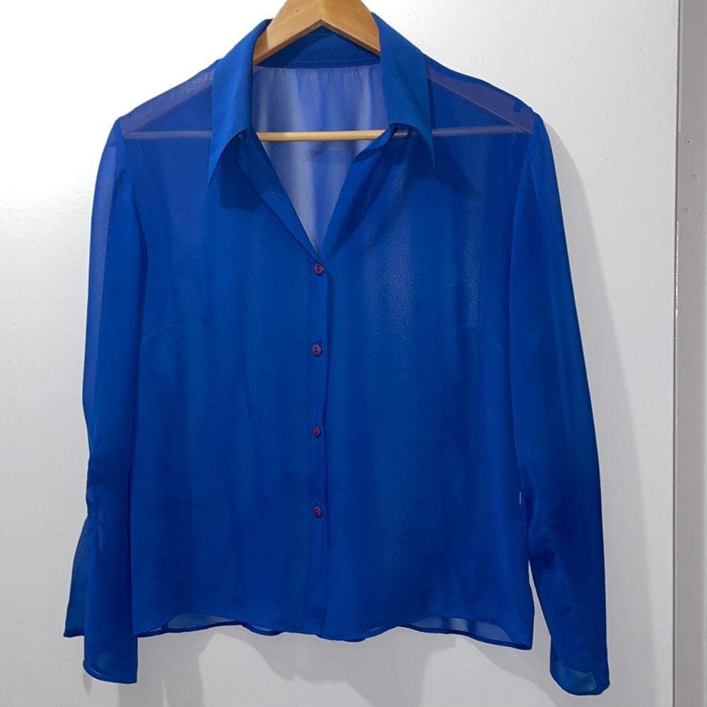 See through Blue Blouse
